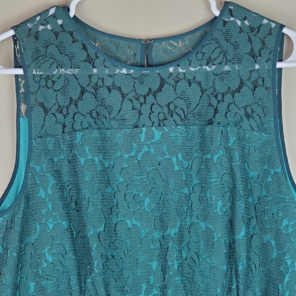 Fossil Green Lace Sleeveless A Line Dress - Size L - Picture 3 of 7